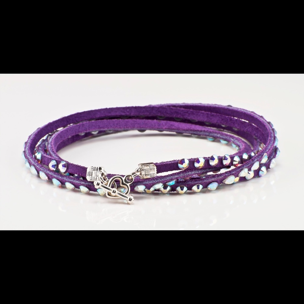 Swarovski crystal wrap bracelet in purple
